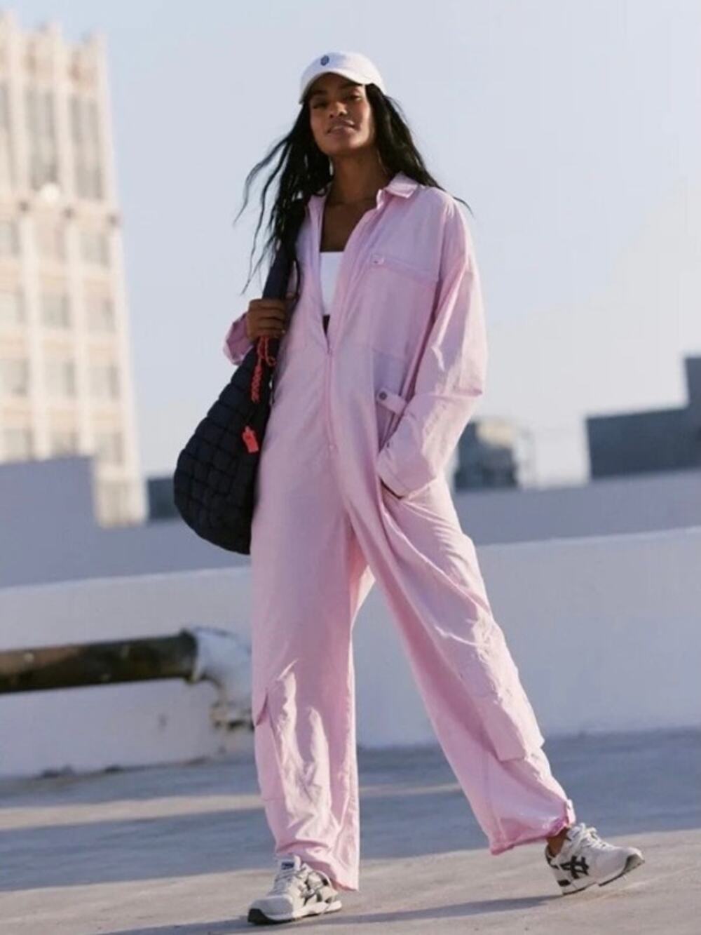 Free People Cherry Blossom Pink Mesmerize Me Coverall Jumpsuit Sz.XL NWT